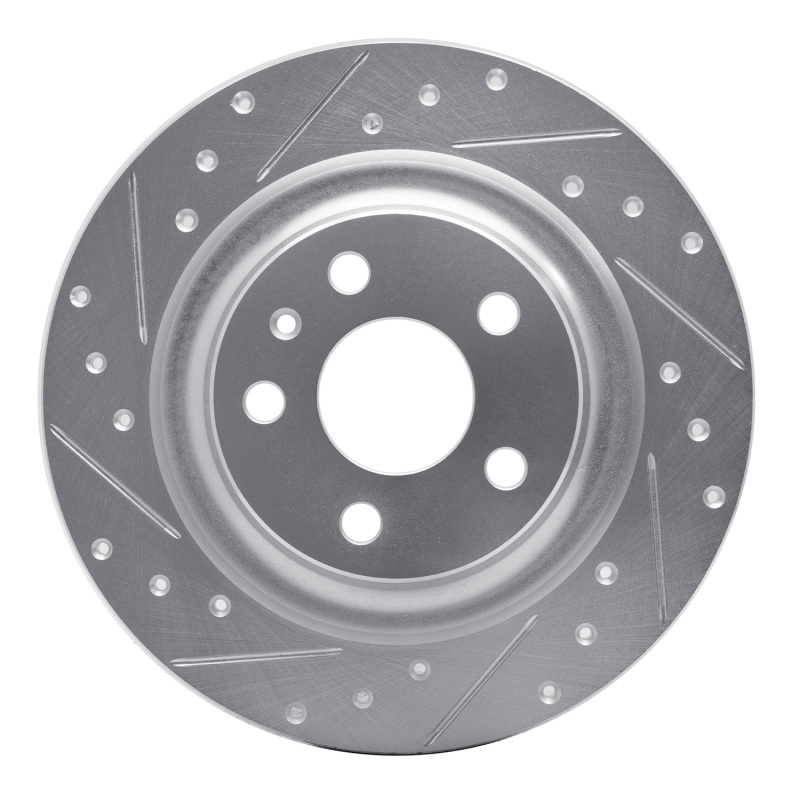 Volvo S60 Brake Rotor (1) - Rear Left - R1 Concepts - Drilled & Slotted - Silver - `18-`25